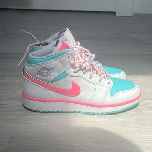 Pink and Blue Air Jordan 1 Mid Digital Pink | Nike Shoes | Authentic | WORN